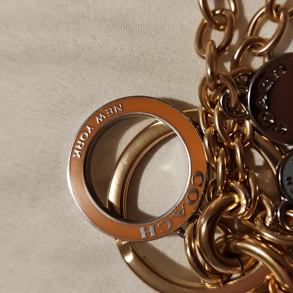 NWT new gorgeous Coach circle cluster keychain multi colors/gold key ring clip - Picture 7 of 7